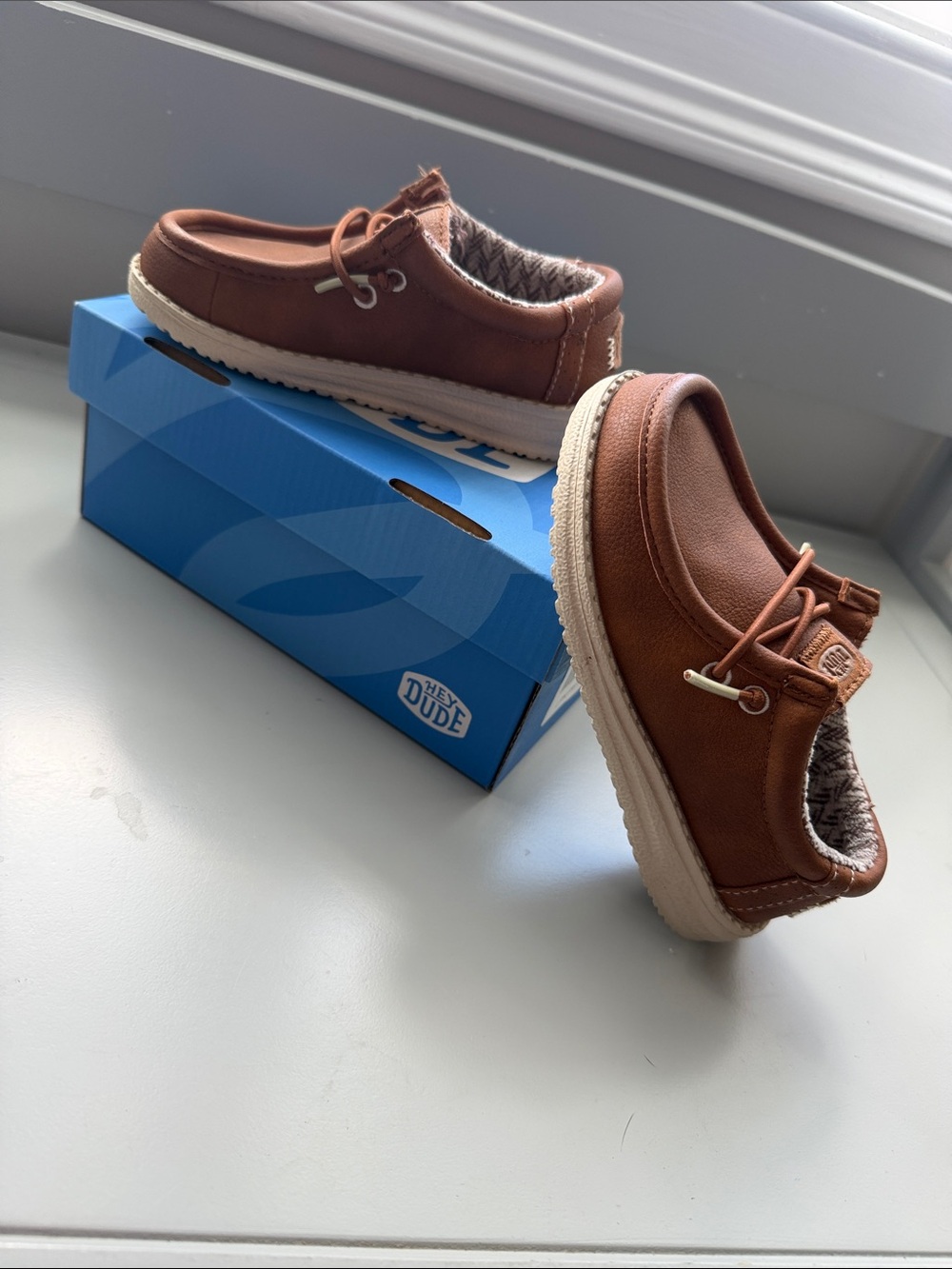 Hey Dude Tan-Brown toddler boy Casual Slip-On Boat Shoes